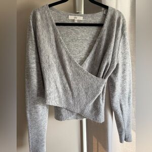 Ripe Women's Wrap V-Neck Sweater - Light Gray
